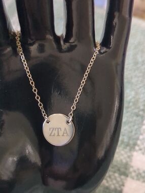 ZTA Engraved Round Pendant Necklace - 925 Silver
